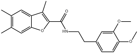 N-[2-(3,4-dimethoxyphenyl)ethyl]-3,5,6-trimethyl-1-benzofuran-2-carboxamide 结构式