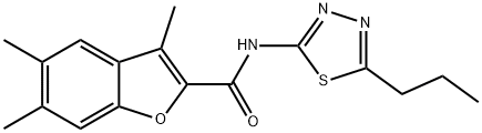 3,5,6-trimethyl-N-(5-propyl-1,3,4-thiadiazol-2-yl)-1-benzofuran-2-carboxamide 结构式