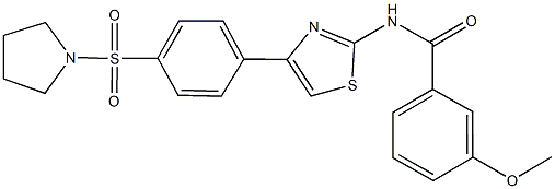 3-methoxy-N-{4-[4-(1-pyrrolidinylsulfonyl)phenyl]-1,3-thiazol-2-yl}benzamide 结构式