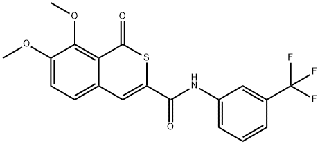 7,8-dimethoxy-1-oxo-N-[3-(trifluoromethyl)phenyl]-1H-isothiochromene-3-carboxamide 结构式