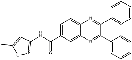 N-(5-methyl-3-isoxazolyl)-2,3-diphenyl-6-quinoxalinecarboxamide 结构式