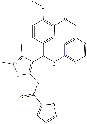 N-{3-[(3,4-dimethoxyphenyl)(2-pyridinylamino)methyl]-4,5-dimethyl-2-thienyl}-2-furamide 结构式