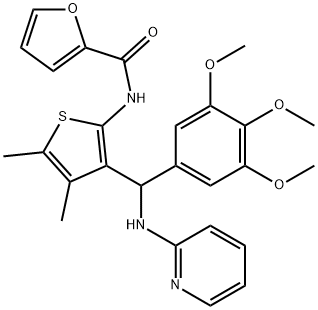 N-{4,5-dimethyl-3-[(2-pyridinylamino)(3,4,5-trimethoxyphenyl)methyl]-2-thienyl}-2-furamide 结构式