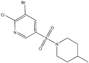 3-bromo-2-chloro-5-[(4-methyl-1-piperidinyl)sulfonyl]pyridine 结构式