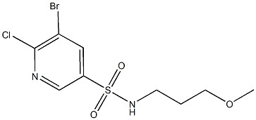 5-bromo-6-chloro-N-(3-methoxypropyl)-3-pyridinesulfonamide 结构式