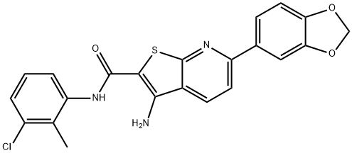 3-amino-6-(1,3-benzodioxol-5-yl)-N-(3-chloro-2-methylphenyl)thieno[2,3-b]pyridine-2-carboxamide 结构式