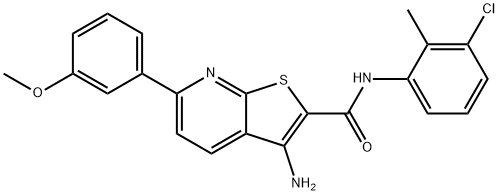 3-amino-N-(3-chloro-2-methylphenyl)-6-(3-methoxyphenyl)thieno[2,3-b]pyridine-2-carboxamide 结构式