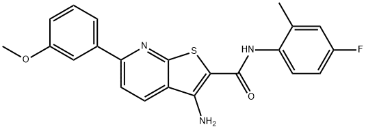 3-amino-N-(4-fluoro-2-methylphenyl)-6-(3-methoxyphenyl)thieno[2,3-b]pyridine-2-carboxamide 结构式