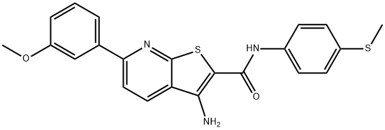 3-amino-6-(3-methoxyphenyl)-N-[4-(methylsulfanyl)phenyl]thieno[2,3-b]pyridine-2-carboxamide 结构式