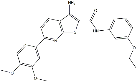 3-amino-6-(3,4-dimethoxyphenyl)-N-(3-ethoxyphenyl)thieno[2,3-b]pyridine-2-carboxamide 结构式