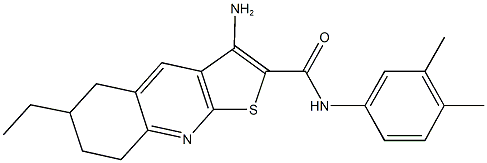 3-amino-N-(3,4-dimethylphenyl)-6-ethyl-5,6,7,8-tetrahydrothieno[2,3-b]quinoline-2-carboxamide 结构式