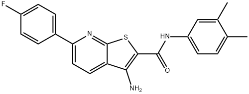 3-amino-N-(3,4-dimethylphenyl)-6-(4-fluorophenyl)thieno[2,3-b]pyridine-2-carboxamide 结构式