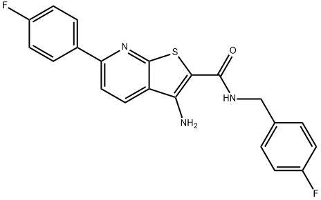 3-amino-N-(4-fluorobenzyl)-6-(4-fluorophenyl)thieno[2,3-b]pyridine-2-carboxamide 结构式