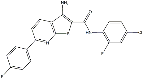 3-amino-N-(4-chloro-2-fluorophenyl)-6-(4-fluorophenyl)thieno[2,3-b]pyridine-2-carboxamide 结构式