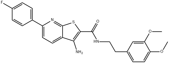 3-amino-N-[2-(3,4-dimethoxyphenyl)ethyl]-6-(4-fluorophenyl)thieno[2,3-b]pyridine-2-carboxamide 结构式