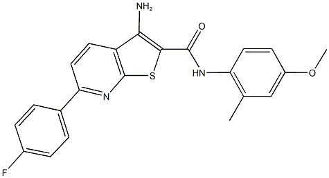 3-amino-6-(4-fluorophenyl)-N-(4-methoxy-2-methylphenyl)thieno[2,3-b]pyridine-2-carboxamide 结构式