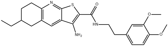 3-amino-N-[2-(3,4-dimethoxyphenyl)ethyl]-6-ethyl-5,6,7,8-tetrahydrothieno[2,3-b]quinoline-2-carboxamide 结构式