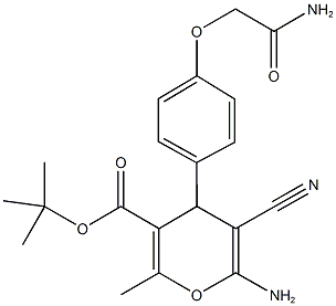 tert-butyl 6-amino-4-[4-(2-amino-2-oxoethoxy)phenyl]-5-cyano-2-methyl-4H-pyran-3-carboxylate 结构式