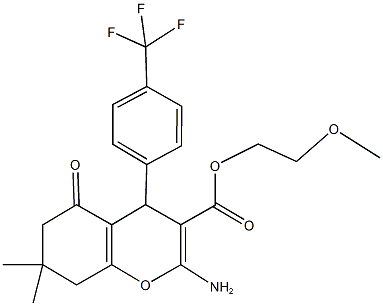 2-methoxyethyl 2-amino-7,7-dimethyl-5-oxo-4-[4-(trifluoromethyl)phenyl]-5,6,7,8-tetrahydro-4H-chromene-3-carboxylate 结构式