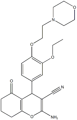 2-amino-4-{3-ethoxy-4-[2-(4-morpholinyl)ethoxy]phenyl}-5-oxo-5,6,7,8-tetrahydro-4H-chromene-3-carbonitrile 结构式