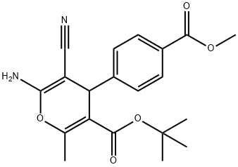 tert-butyl 6-amino-5-cyano-4-[4-(methoxycarbonyl)phenyl]-2-methyl-4H-pyran-3-carboxylate 结构式