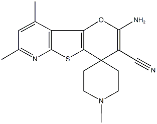 2-amino-3cyano-1'-7,9-trimethylspiro[4H-pyrano[2',3':4,5]thieno[2,3-b]pyridine-4,4'-piperidine] 结构式