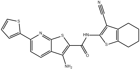 3-amino-N-(3-cyano-4,5,6,7-tetrahydro-1-benzothien-2-yl)-6-(2-thienyl)thieno[2,3-b]pyridine-2-carboxamide 结构式