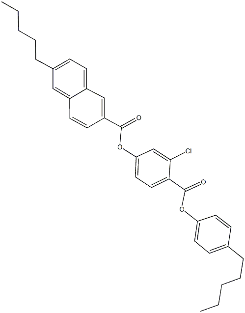 3-chloro-4-[(4-pentylphenoxy)carbonyl]phenyl 6-pentyl-2-naphthoate 结构式