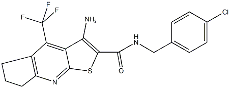 3-amino-N-(4-chlorobenzyl)-4-(trifluoromethyl)-6,7-dihydro-5H-cyclopenta[b]thieno[3,2-e]pyridine-2-carboxamide 结构式