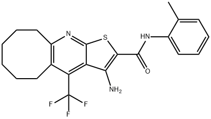 3-amino-N-(2-methylphenyl)-4-(trifluoromethyl)-5,6,7,8,9,10-hexahydrocycloocta[b]thieno[3,2-e]pyridine-2-carboxamide 结构式
