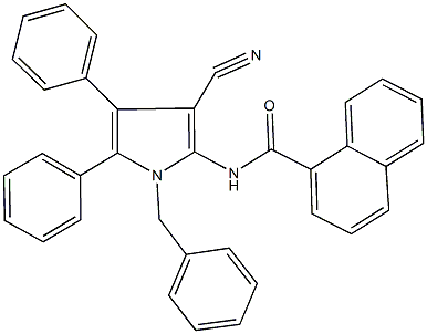 N-(1-benzyl-3-cyano-4,5-diphenyl-1H-pyrrol-2-yl)-1-naphthamide 结构式