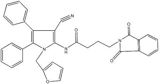 N-[3-cyano-1-(2-furylmethyl)-4,5-diphenyl-1H-pyrrol-2-yl]-4-(1,3-dioxo-1,3-dihydro-2H-isoindol-2-yl)butanamide 结构式