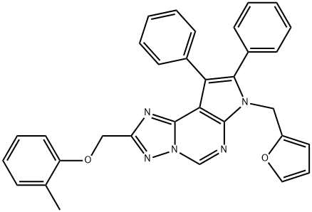 [7-(2-furylmethyl)-8,9-diphenyl-7H-pyrrolo[3,2-e][1,2,4]triazolo[1,5-c]pyrimidin-2-yl]methyl 2-methylphenyl ether 结构式