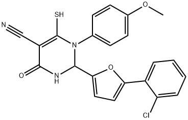 2-[5-(2-chlorophenyl)-2-furyl]-6-mercapto-1-(4-methoxyphenyl)-4-oxo-1,2,3,4-tetrahydro-5-pyrimidinecarbonitrile 结构式