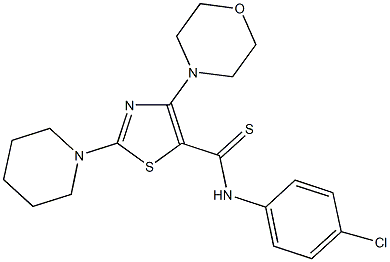 N-(4-chlorophenyl)-4-(4-morpholinyl)-2-(1-piperidinyl)-1,3-thiazole-5-carbothioamide 结构式
