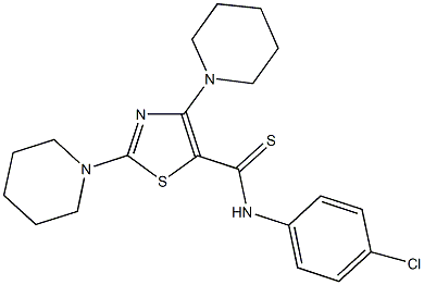 N-(4-chlorophenyl)-2,4-di(1-piperidinyl)-1,3-thiazole-5-carbothioamide 结构式