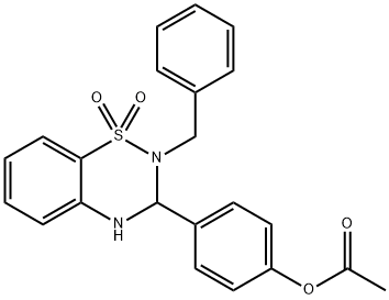 4-(2-benzyl-1,1-dioxido-3,4-dihydro-2H-1,2,4-benzothiadiazin-3-yl)phenyl acetate 结构式