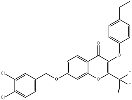 7-[(3,4-dichlorobenzyl)oxy]-3-(4-ethylphenoxy)-2-(trifluoromethyl)-4H-chromen-4-one 结构式