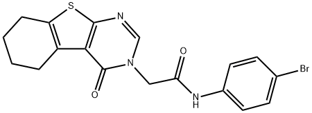 N-(4-bromophenyl)-2-(4-oxo-5,6,7,8-tetrahydro[1]benzothieno[2,3-d]pyrimidin-3(4H)-yl)acetamide 结构式