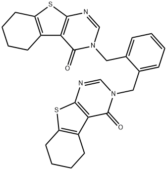 3-{2-[(4-oxo-5,6,7,8-tetrahydro[1]benzothieno[2,3-d]pyrimidin-3(4H)-yl)methyl]benzyl}-5,6,7,8-tetrahydro[1]benzothieno[2,3-d]pyrimidin-4(3H)-one 结构式