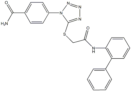 4-(5-{[2-([1,1'-biphenyl]-2-ylamino)-2-oxoethyl]sulfanyl}-1H-tetraazol-1-yl)benzamide 结构式