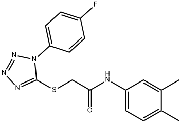 N-(3,4-dimethylphenyl)-2-{[1-(4-fluorophenyl)-1H-tetraazol-5-yl]sulfanyl}acetamide 结构式