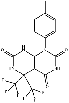 1-(4-methylphenyl)-5,5-bis(trifluoromethyl)-5,8-dihydropyrimido[4,5-d]pyrimidine-2,4,7(1H,3H,6H)-trione 结构式