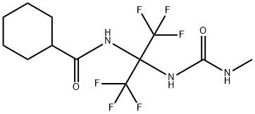 N-[2,2,2-trifluoro-1-{[(methylamino)carbonyl]amino}-1-(trifluoromethyl)ethyl]cyclohexanecarboxamide 结构式