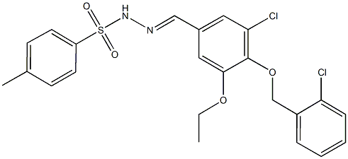 N'-{3-chloro-4-[(2-chlorobenzyl)oxy]-5-ethoxybenzylidene}-4-methylbenzenesulfonohydrazide 结构式