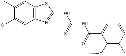 N-(5-chloro-6-methyl-1,3-benzothiazol-2-yl)-N'-(2-methoxy-3-methylbenzoyl)thiourea 结构式