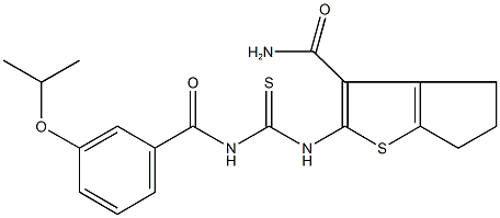 2-({[(3-isopropoxybenzoyl)amino]carbothioyl}amino)-5,6-dihydro-4H-cyclopenta[b]thiophene-3-carboxamide 结构式