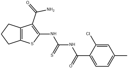 2-({[(2-chloro-4-methylbenzoyl)amino]carbothioyl}amino)-5,6-dihydro-4H-cyclopenta[b]thiophene-3-carboxamide 结构式