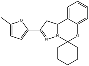 2-(5-methyl-2-furyl)-1,10b-dihydrospiro(pyrazolo[1,5-c][1,3]benzoxazine-5,1'-cyclohexane) 结构式