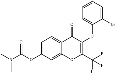 3-(2-bromophenoxy)-4-oxo-2-(trifluoromethyl)-4H-chromen-7-yl dimethylcarbamate 结构式